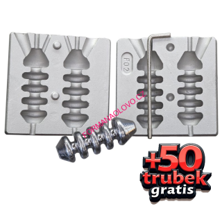 FORMA NA OLOVO KRMÍTKO 100,130G+TRUBIČKY 3MM-50KS GRÁTIS